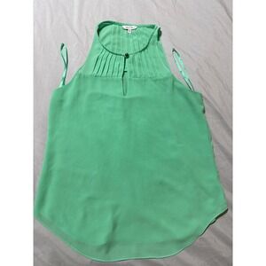 Naked Zebra Green Pleated Keyhole Sleeveless Halter Blouse